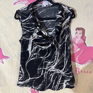 Calvin Klein Black and White Abstract Blouse